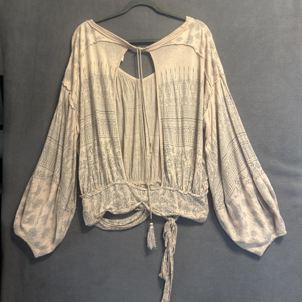 Free People Weekend Warrior Tie Waist Open Back Top Size S Hippie Boho Festival - Picture 5 of 10